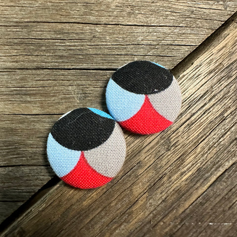 Black/Grey/Red Fabric Earrings