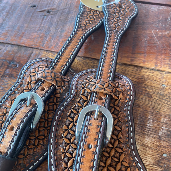 Men's Shaped Tooled Spur Strap