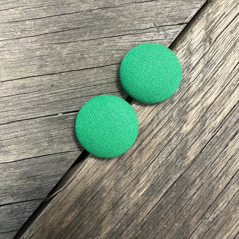 Dark Green Fabric Earrings