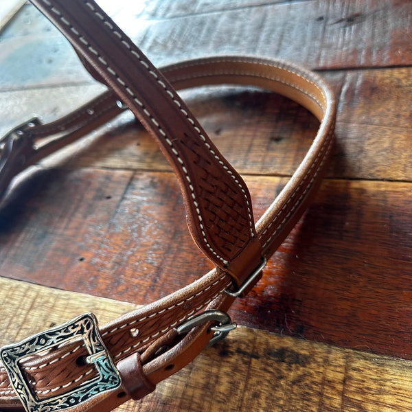 Argentina cow leather Brow Band headstall