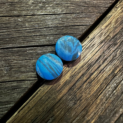 Black & Blue Marble Stud Earrings