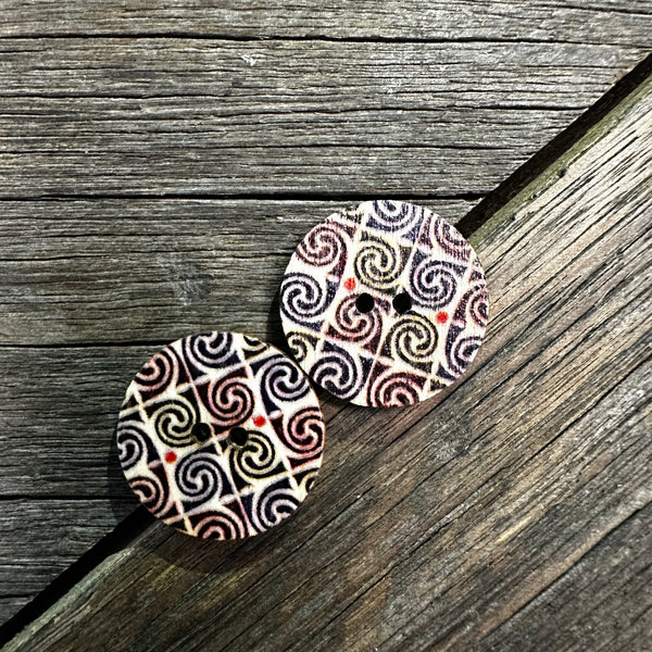Assorted Timber Mandala Stud Earrings