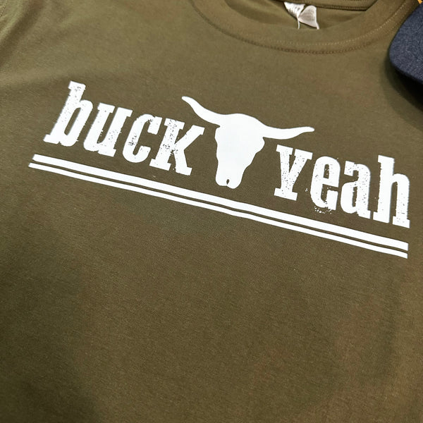 Buck Yeah Mens Crew Neck Tee - Olive