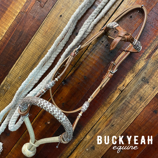 Leather futurity knot rawhide braided show bosal