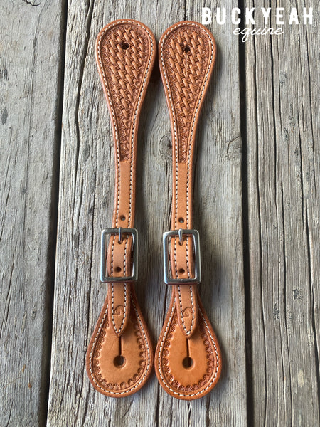 Unisex Basket Stamped Straight Spur Straps