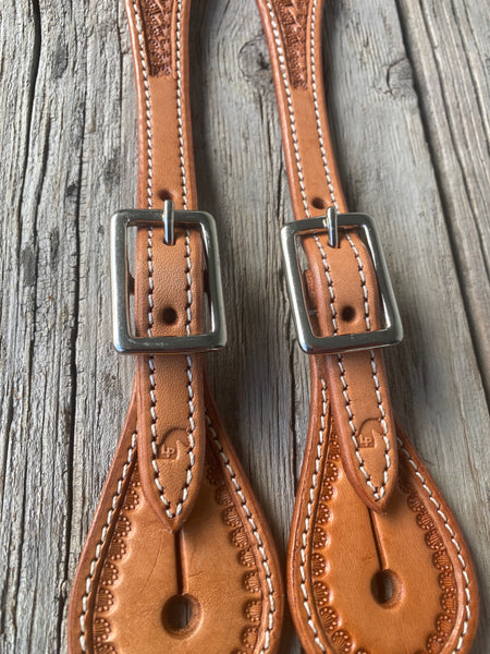 Unisex Basket Stamped Straight Spur Straps