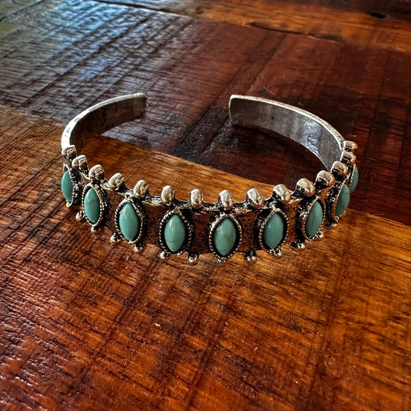 Turquoise Stone & Silver Cuff