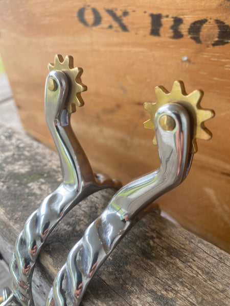 Youth Silver Twisted Wire Roping Spur