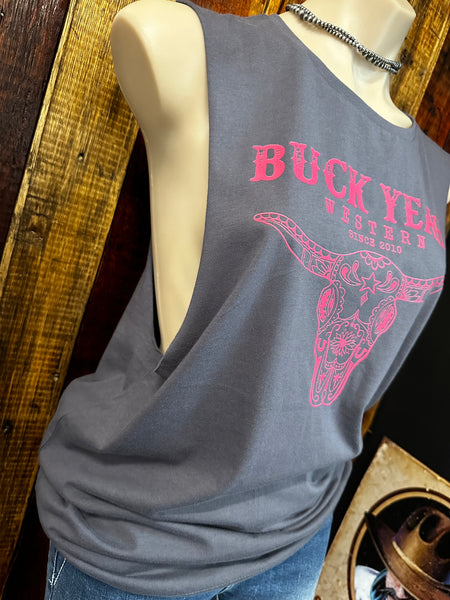 BY Branded Long Horn Tank - Charcoal