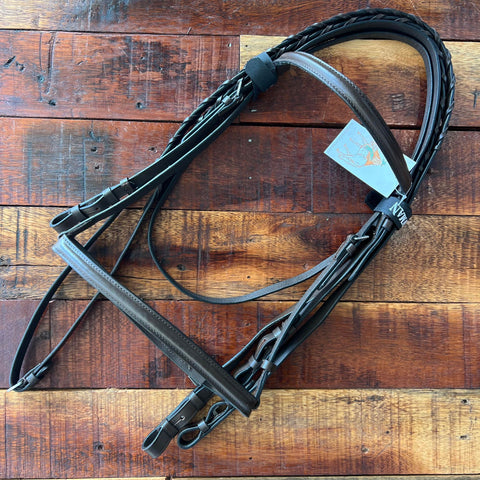 Brown Leather Bridle W Laced Leather Reins