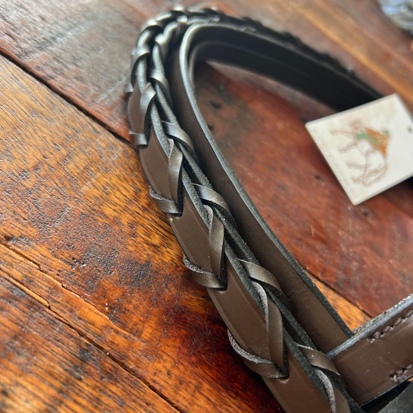 Brown Leather Bridle W Laced Leather Reins