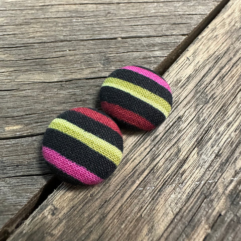 Black W Stripes Fabric Earrings