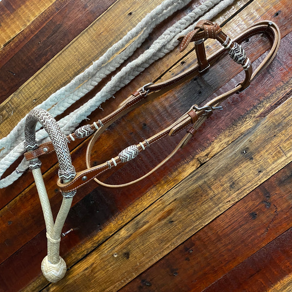 Leather futurity knot rawhide braided show bosal