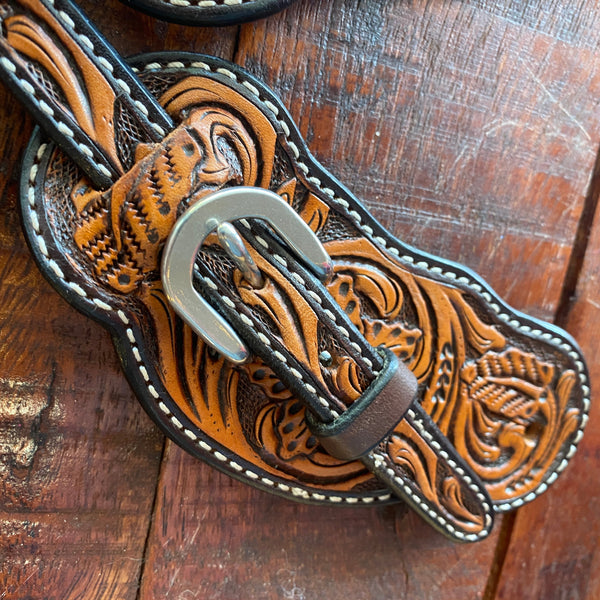 Mens Dark Spur Strap with Carving