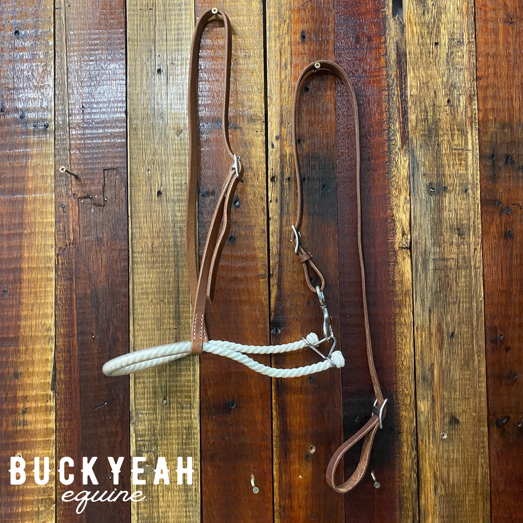 Leather Adjustable Rubber Covered Noseband and Tie Down