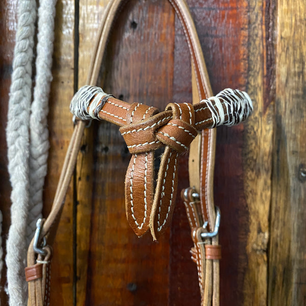 Leather futurity knot rawhide braided show bosal