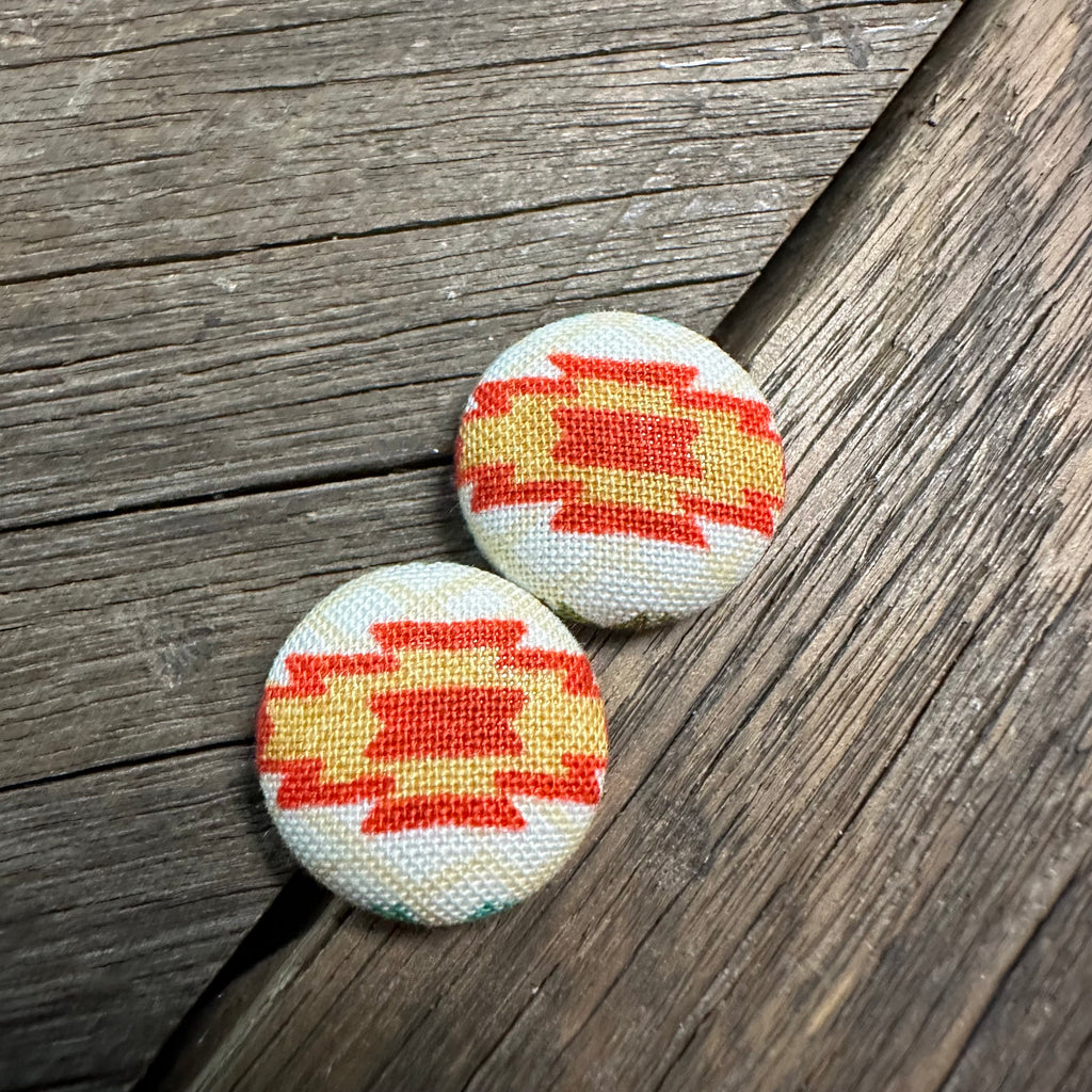 Yellow Aztec Fabric Earrings