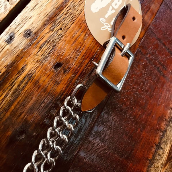 Leather Curb Strap with Double Chain