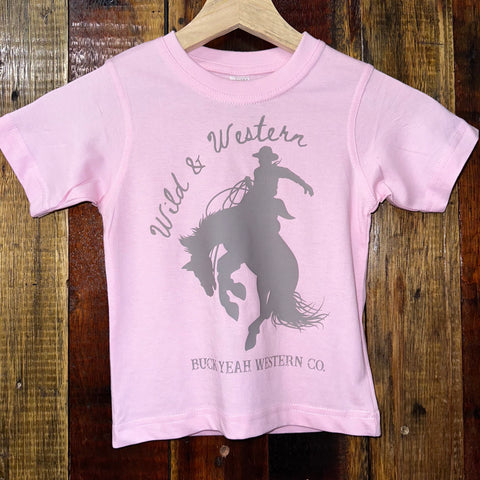 Youth Wild & Western Tee - Baby Pink