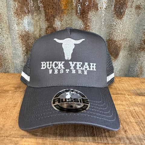 "Buck Yeah" Branded Cap - Grey & White