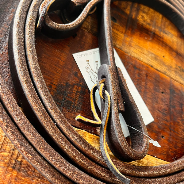 8ft Oiled Harness Leather Split Reins with Weighted Ends