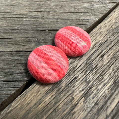 Pink/Red Stripes Fabric Earrings