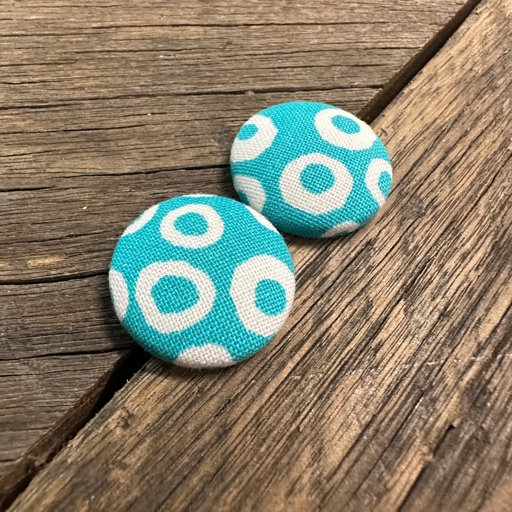 Aqua Circles Fabric Earrings