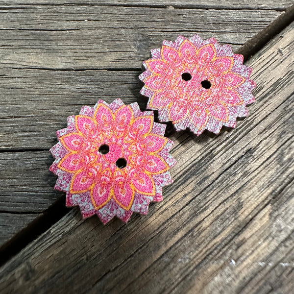 Assorted Timber Mandala Stud Earrings