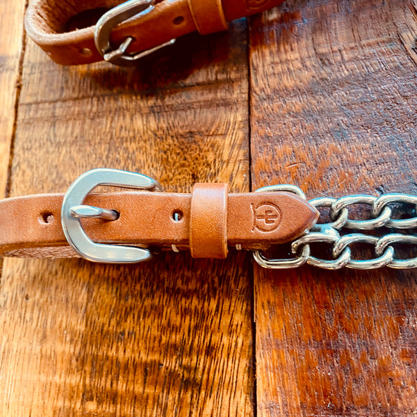 Leather Curb Strap with Double Chain