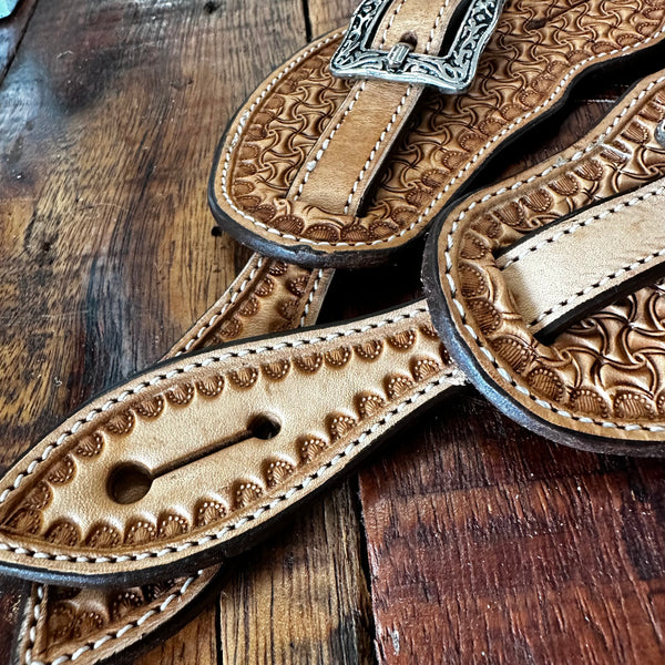 Youth Cowboy Shape Spur Straps W Stamping