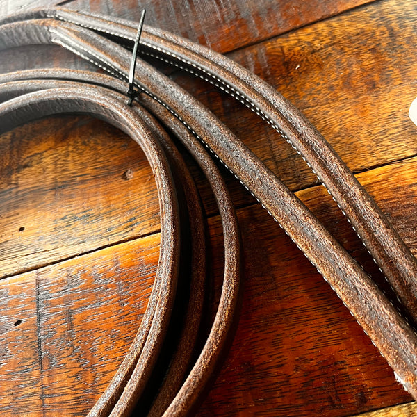 8ft Oiled Harness Leather Split Reins with Weighted Ends