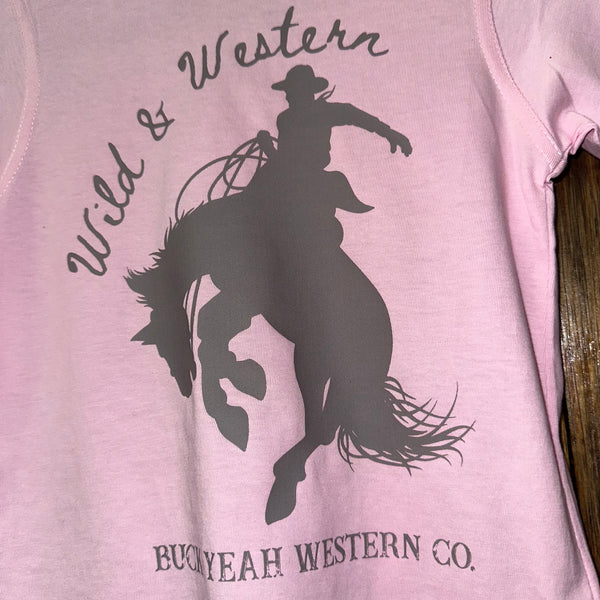 Youth Wild & Western Tee - Baby Pink