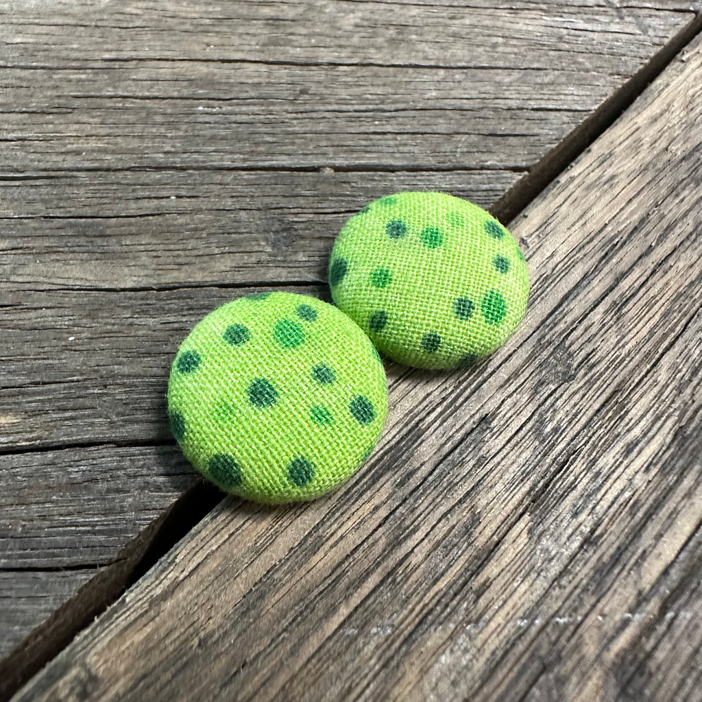 Lime Spot Fabric Earrings