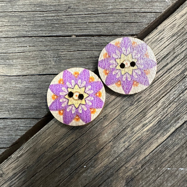 Assorted Timber Mandala Stud Earrings