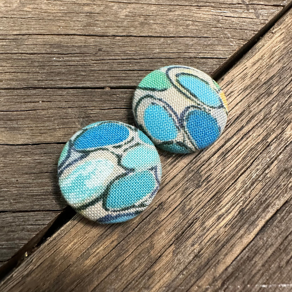 Blue Stone Fabric Earrings