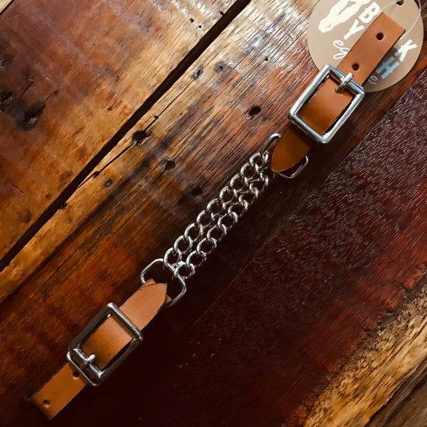 Leather Curb Strap with Double Chain