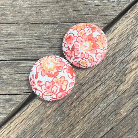 Pink Floral Fabric Earrings