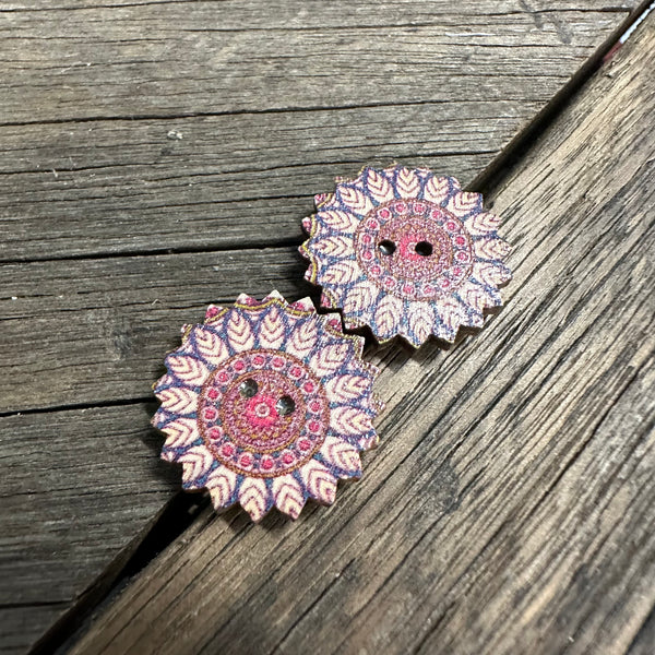 Assorted Timber Mandala Stud Earrings