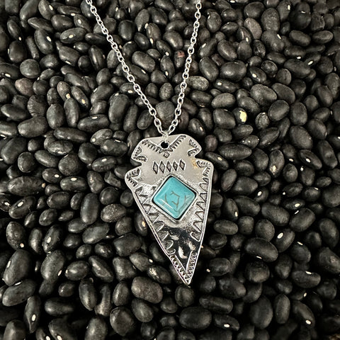 Arrowhead W Turquoise Stone Pendant Necklace
