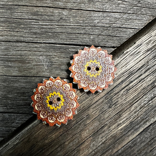 Assorted Timber Mandala Stud Earrings