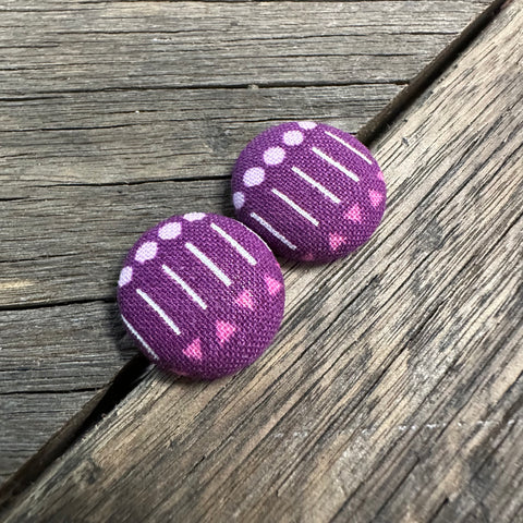 Purple Tribal Fabric Earrings