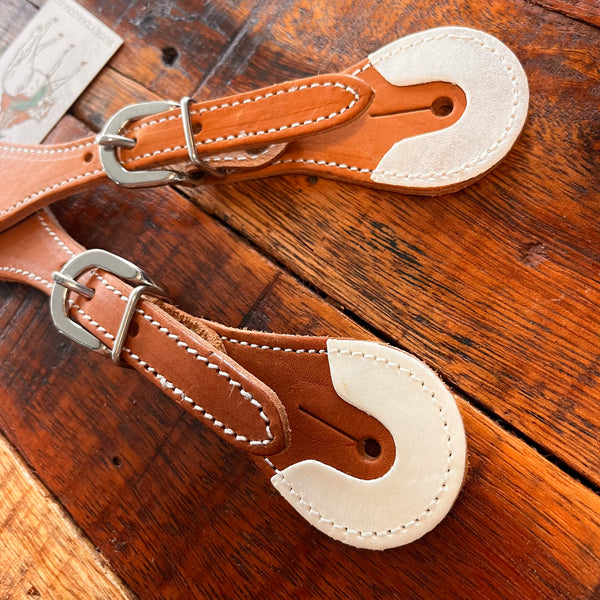 Youth Spur Straps with Rawhide Overlay Ends