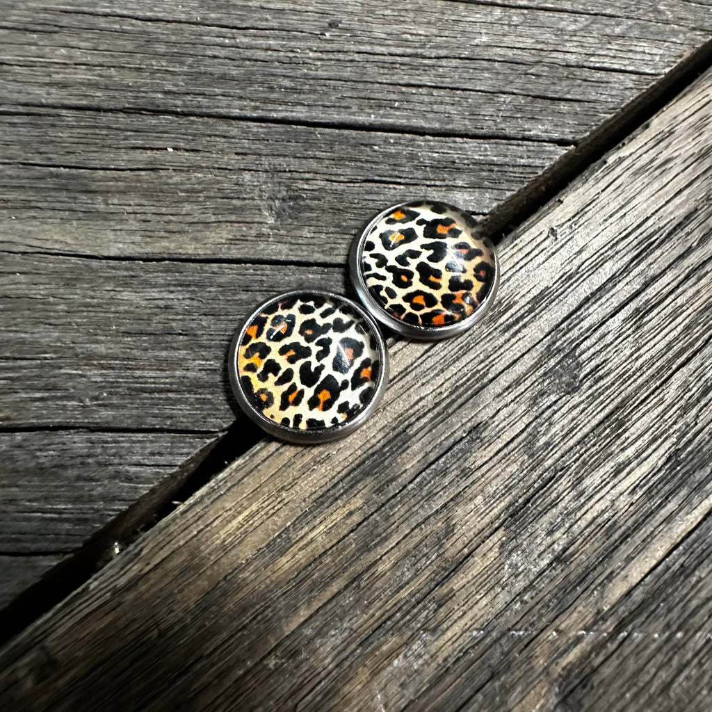 Leopard Print Stud Earrings