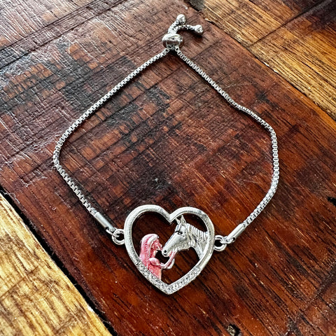 Horse & Girl Heart Bracelet