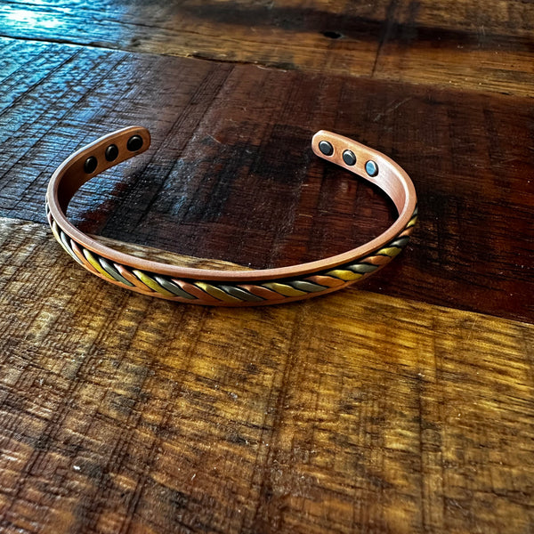 Tri Braided Copper Band W Magnets