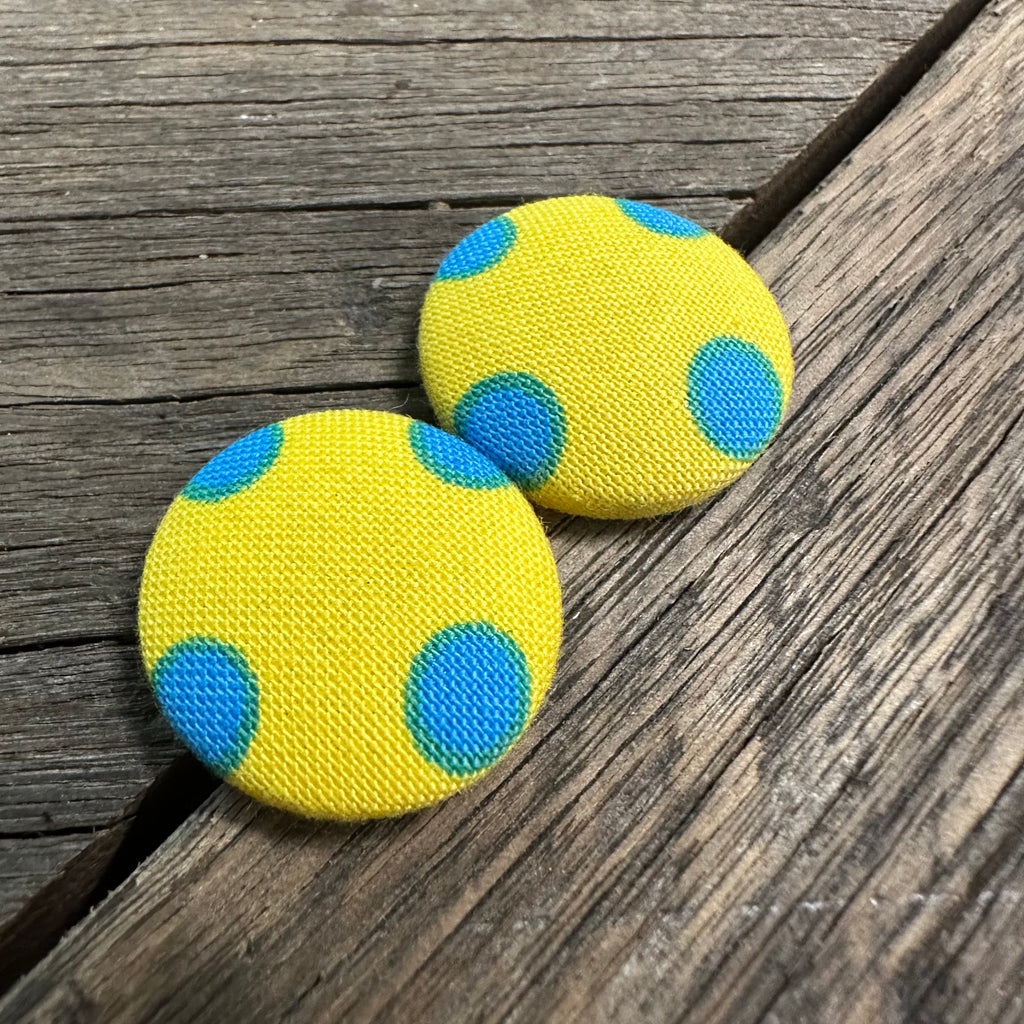 Yellow & Blue Fabric Earrings