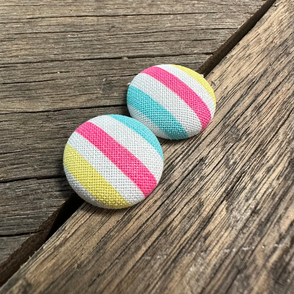 Pastel Stripes Fabric Earrings