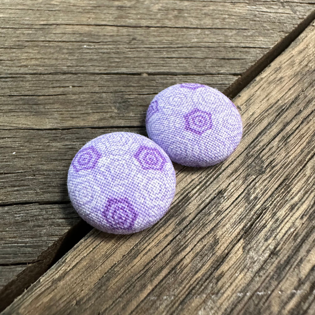 Purple Floral Honeycomb Fabric Earrings