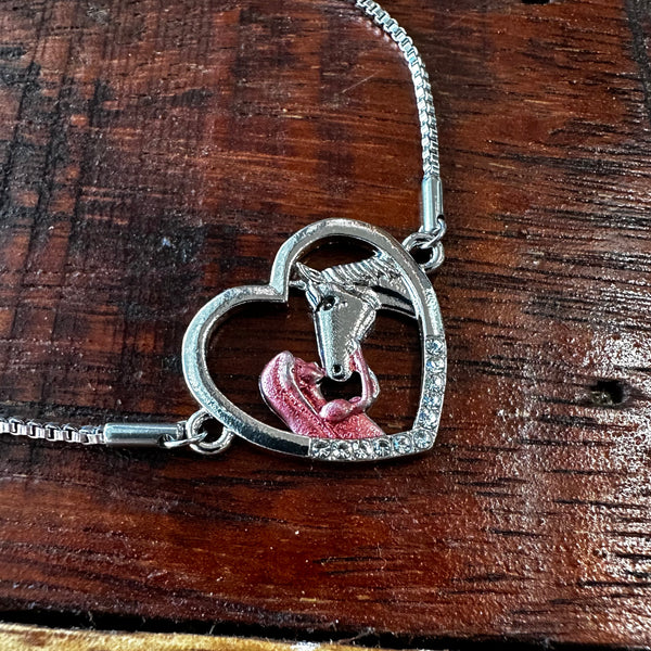 Horse & Girl Heart Bracelet