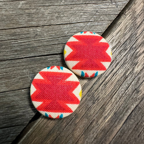 Red Aztec Fabric Earrings